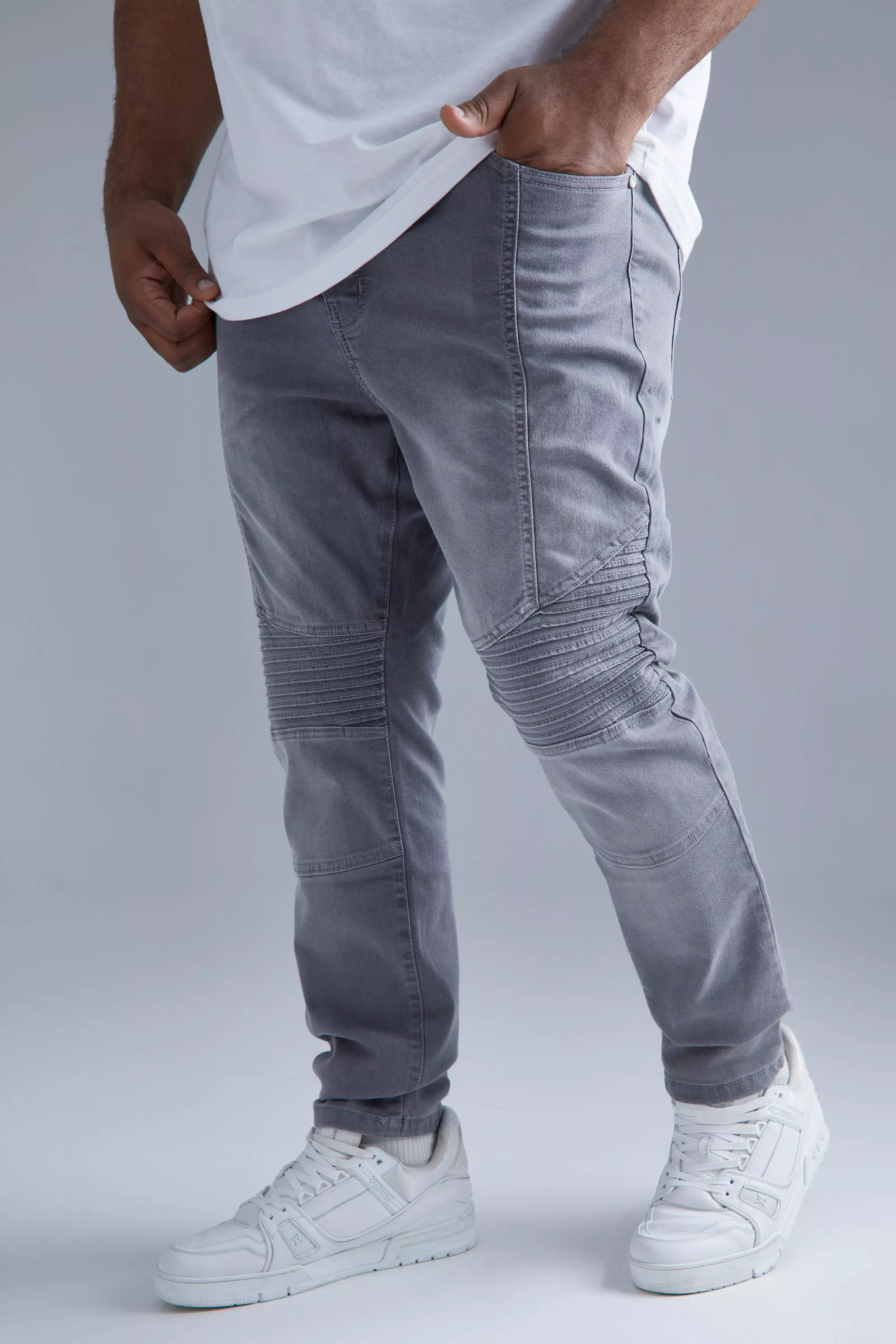 Biker jeans hot sale grey